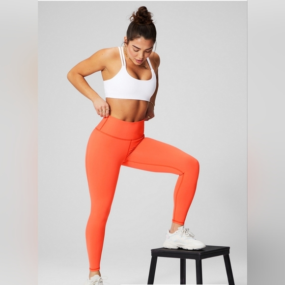 Fabletics Define PowerHold® Passion Orange High-Waisted 7/8 Leggings - Size XL - Picture 3 of 10